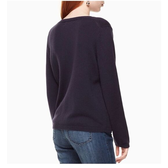 Kate Spade Women Owl Sweater Size L Preppy Polyamide Wool Crew Neck Long Sleeve - Picture 3 of 6